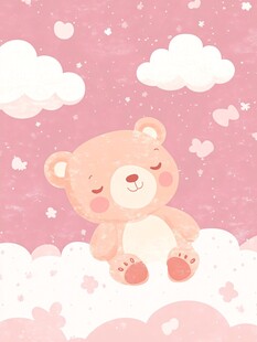 小熊在云朵上的梦幻时光