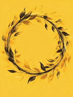 黄色树叶花环装饰图案
