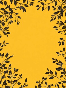 黄色背景枝叶装饰图案