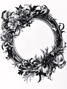 复古花卉圆形装饰图案