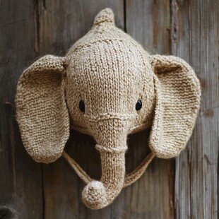 针织大象帽 可爱手工制品