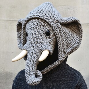 针织大象造型帽