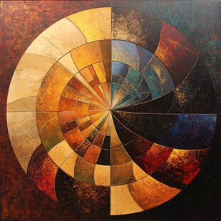 抽象几何色彩旋转艺术画作