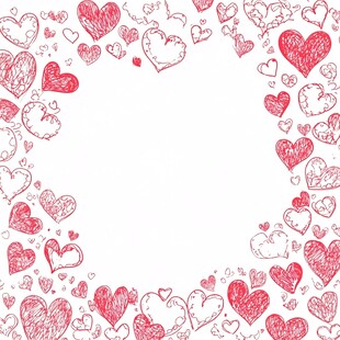 手绘爱心边框浪漫背景图