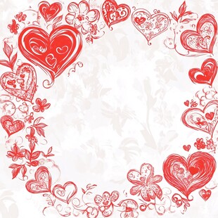 爱心花卉边框装饰图案