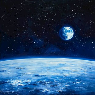 地球与月亮的宇宙之景