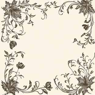 复古花卉边框装饰图案