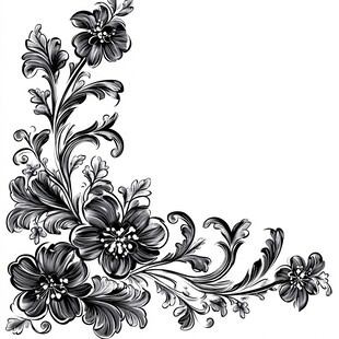 复古花卉边角装饰图案