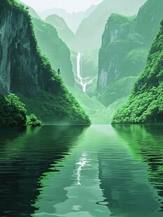 青山绿水间的梦幻瀑布景观