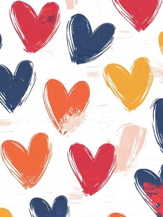 多彩手绘爱心图案背景