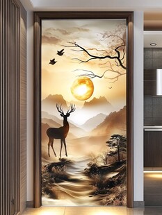 鹿影栖山 日暮飞鸟图