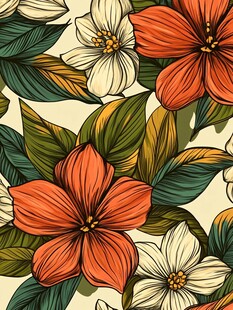 复古风花卉植物图案设计