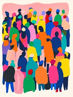 色彩斑斓的人群聚集场景