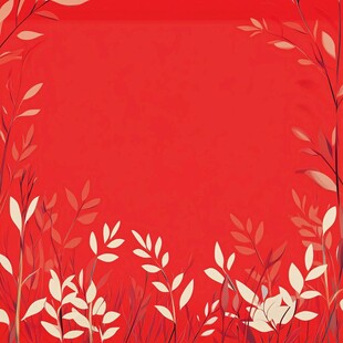 红色叶蔓边框背景图
