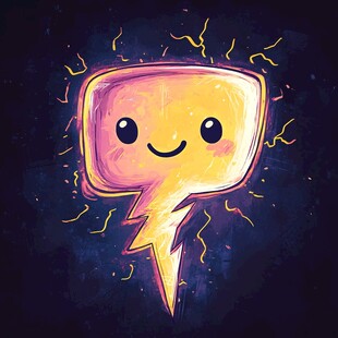 可爱闪电表情符号插画
