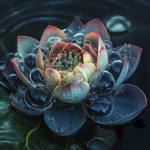 梦幻水莲花与晶莹气泡