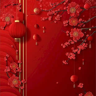 喜庆中国风红色新春背景图