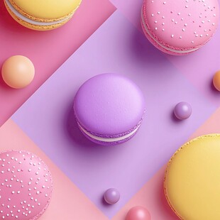 多彩马卡龙的甜蜜视觉盛宴