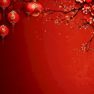 喜庆中国风红灯笼梅花背景