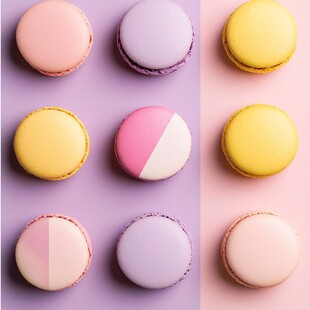 多彩马卡龙的甜蜜排列