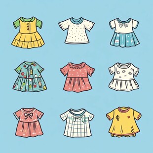 可爱女童裙装插画集合