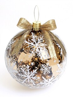 圣诞雪花装饰球 金色蝴蝶结