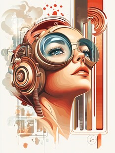 复古风科幻女飞行员形象