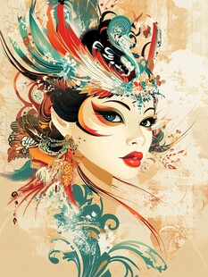 戏曲风华美女性插画