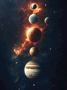 梦幻星际行星绚烂图景