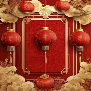 中式喜庆灯笼背景图