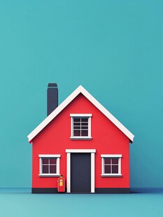 红色小屋的清新3D展示