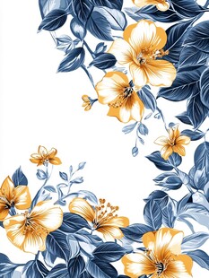 蓝黄花卉图案设计
