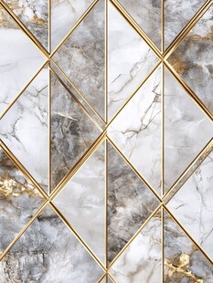 奢华大理石金框几何瓷砖