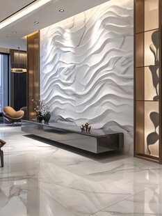 现代客厅立体山水背景墙