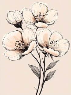 手绘淡雅花卉插画