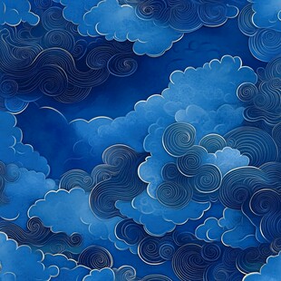 蓝色祥云图案背景纹理
