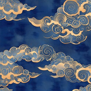 中式金色祥云图案背景