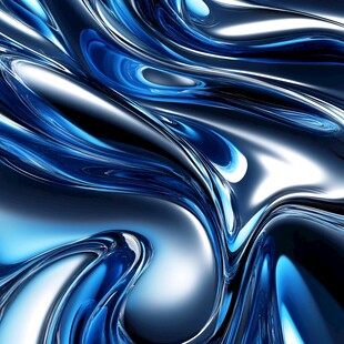 流动蓝银色液体抽象背景图