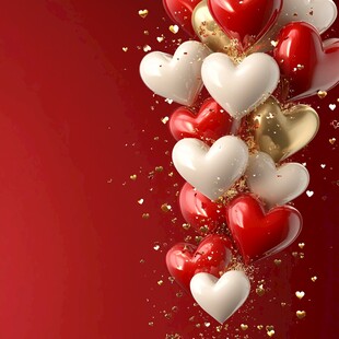 爱心气球飘落浪漫场景