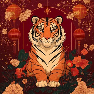 虎踞繁花间 新春氛围感浓