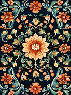 复古花卉图案精美装饰画