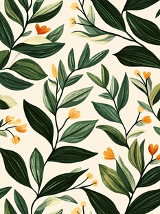 清新花卉绿叶图案背景