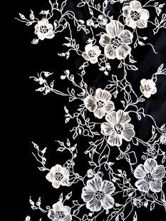 白色刺绣花卉图案纹理