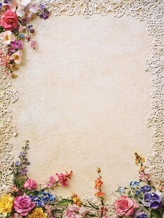 花边花卉装饰的复古背景