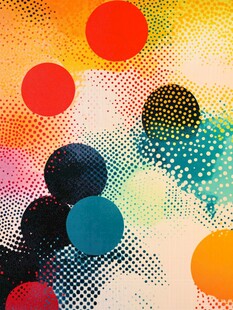多彩波点圆形抽象艺术图案