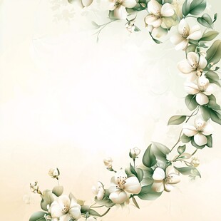 淡雅茉莉花枝边框背景图