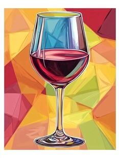 彩色背景中的红酒高脚杯