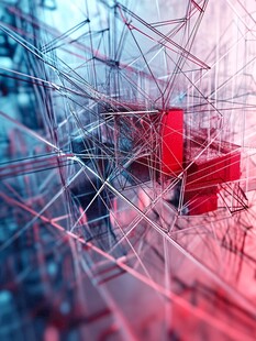 科技感线条与几何块面构图