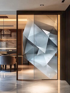 几何艺术玻璃隔断现代空间