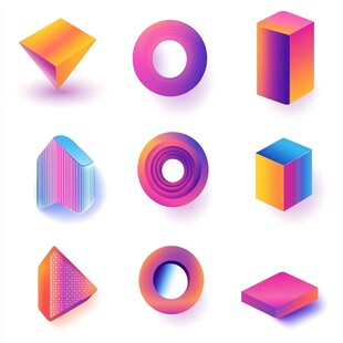 多彩立体几何图形集合